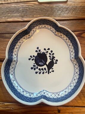 Royal Copenhagen White Ceramic Dish “Tranquebar Blue”